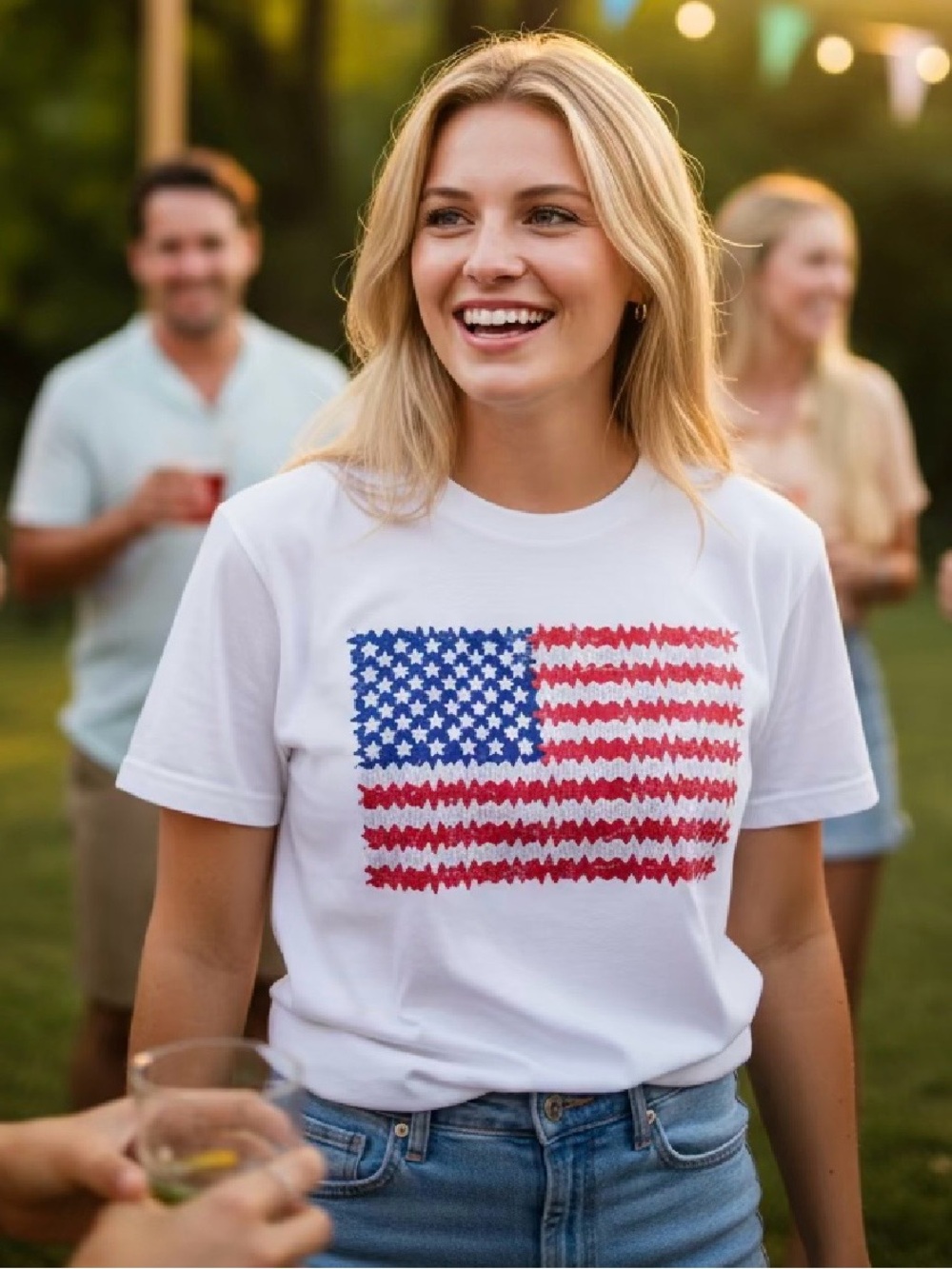 White American Flag Graphic Tee